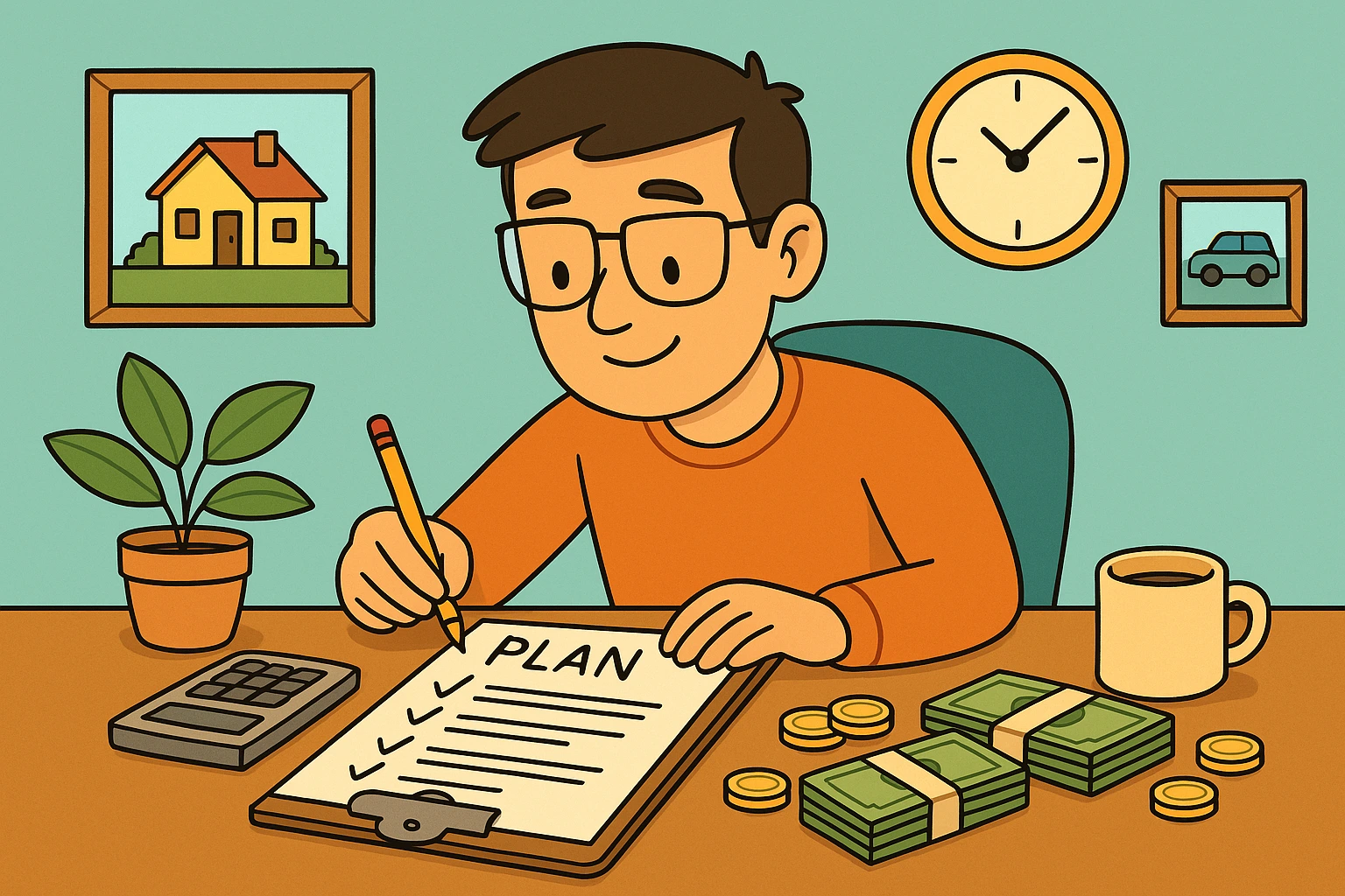 Ilustración de persona adulta planificando su vida